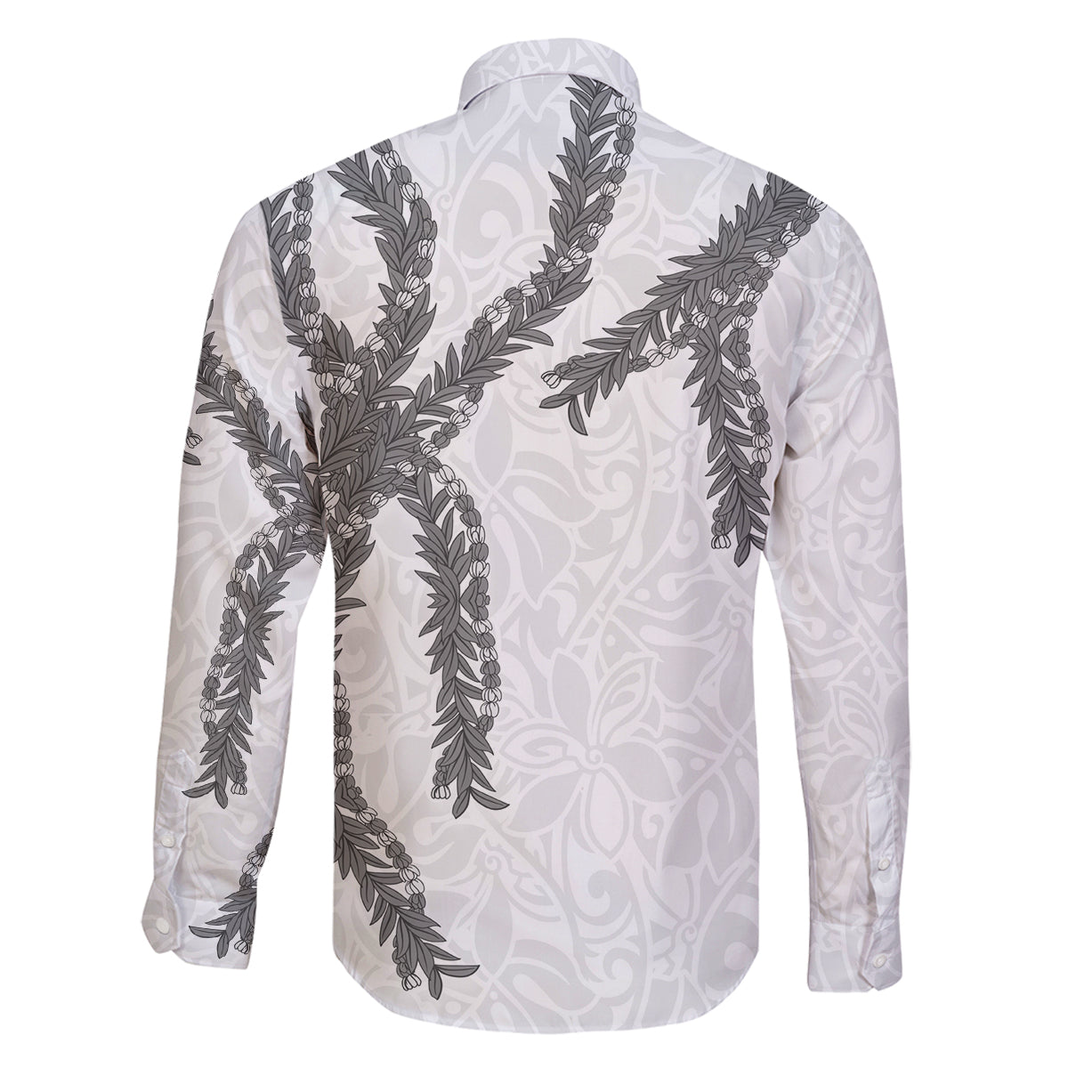 Hawaii Maile Lei Family Matching Off The Shoulder Long Sleeve Dress and Hawaiian Shirt Aloha The Grey Color