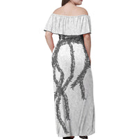 Hawaii Maile Lei Family Matching Off Shoulder Maxi Dress and Hawaiian Shirt Aloha The Grey Color