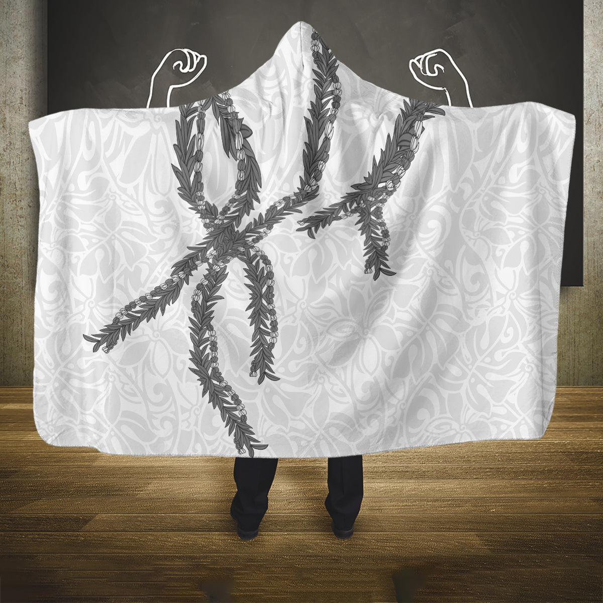 Hawaii Maile Lei Hooded Blanket Aloha The Grey Color LT03 One Size Grey - Polynesian Pride