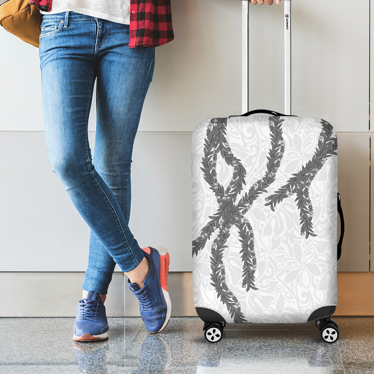 Hawaii Maile Lei Luggage Cover Aloha The Grey Color