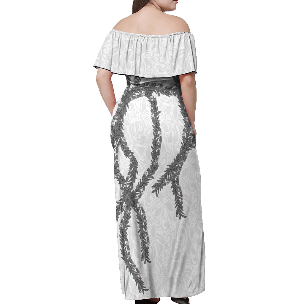 Hawaii Maile Lei Off Shoulder Maxi Dress Aloha The Grey Color LT03 - Polynesian Pride