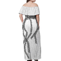 Hawaii Maile Lei Off Shoulder Maxi Dress Aloha The Grey Color LT03 - Polynesian Pride