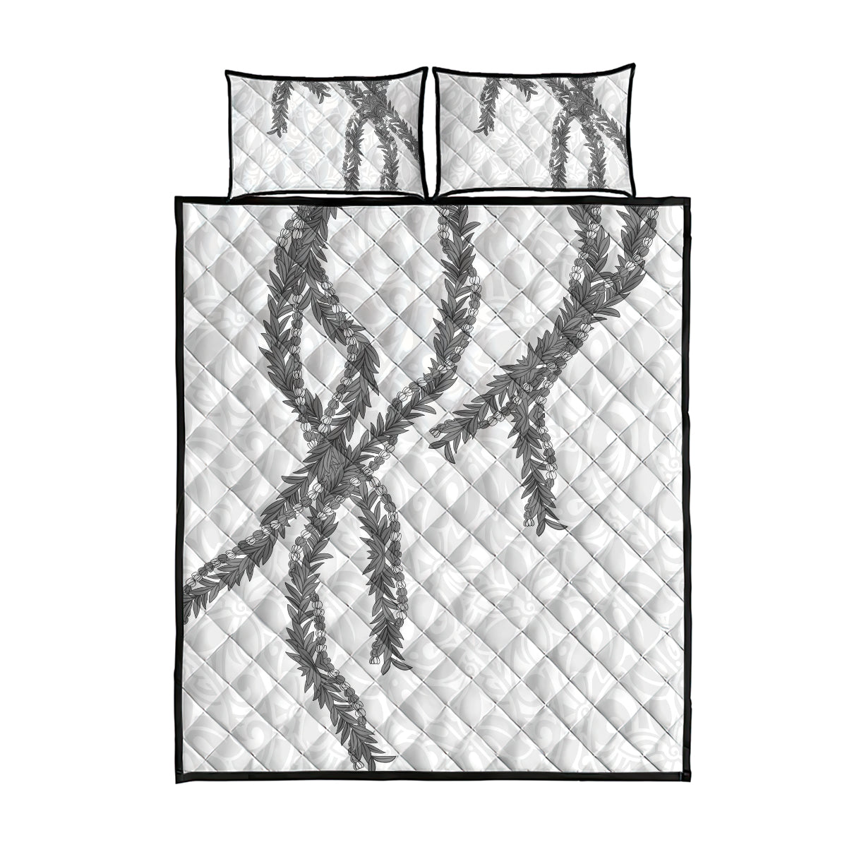 Hawaii Maile Lei Quilt Bed Set Aloha The Grey Color LT03 - Polynesian Pride