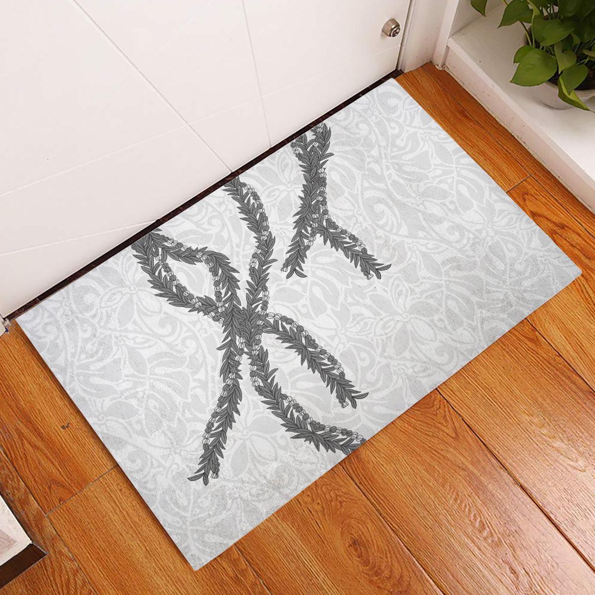 Hawaii Maile Lei Rubber Doormat Aloha The Grey Color LT03 Grey - Polynesian Pride