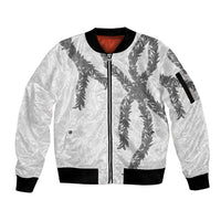 Hawaii Maile Lei Sleeve Zip Bomber Jacket Aloha The Grey Color LT03 Unisex Grey - Polynesian Pride