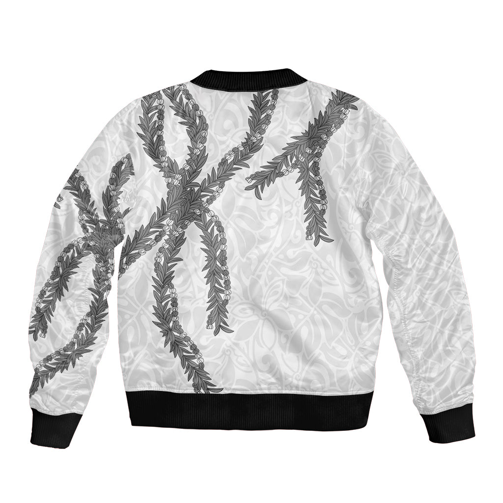 Hawaii Maile Lei Sleeve Zip Bomber Jacket Aloha The Grey Color LT03 - Polynesian Pride