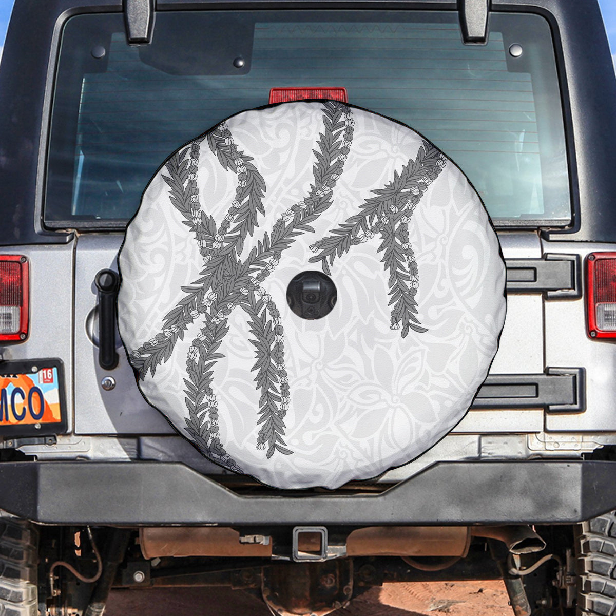 Hawaii Maile Lei Spare Tire Cover Aloha The Grey Color LT03 Grey - Polynesian Pride