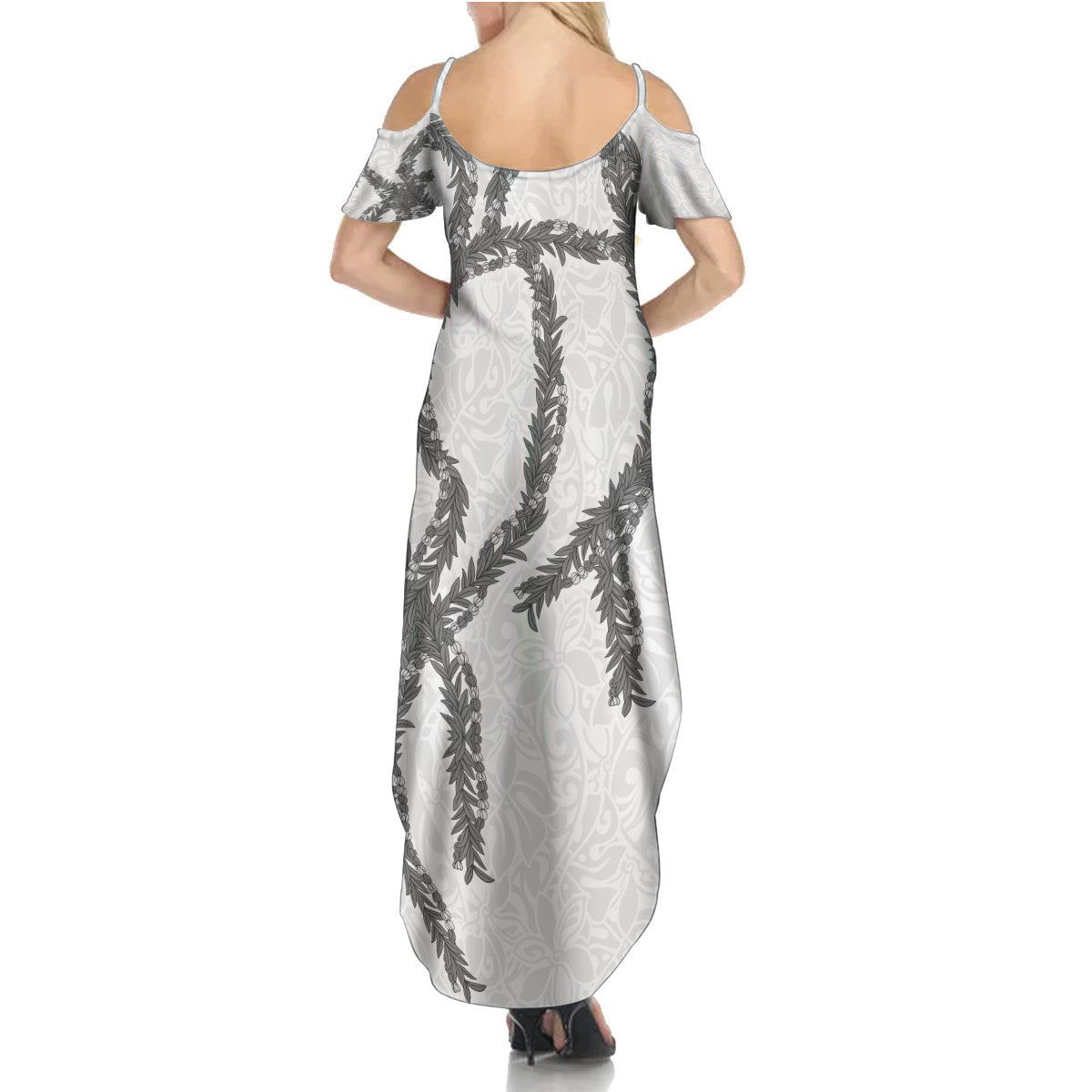 Hawaii Maile Lei Summer Maxi Dress Aloha The Grey Color LT03 - Polynesian Pride