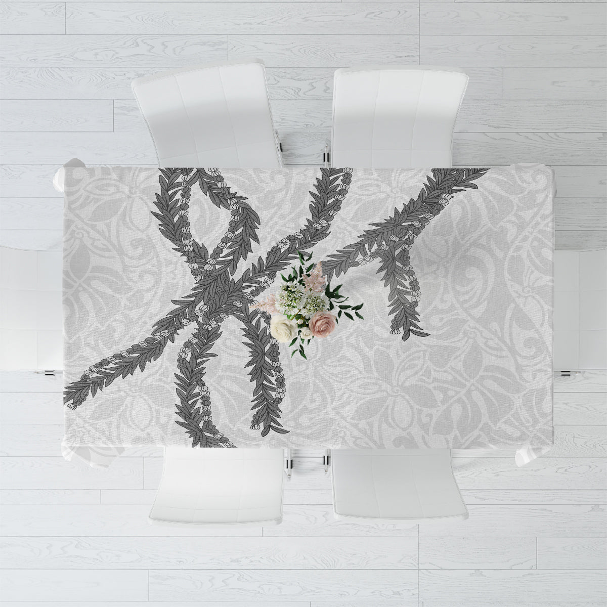 Hawaii Maile Lei Tablecloth Aloha The Grey Color LT03 Grey - Polynesian Pride