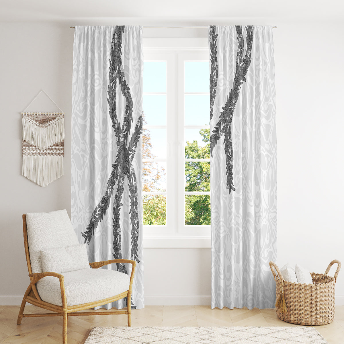 Hawaii Maile Lei Window Curtain Aloha The Grey Color LT03 - Polynesian Pride