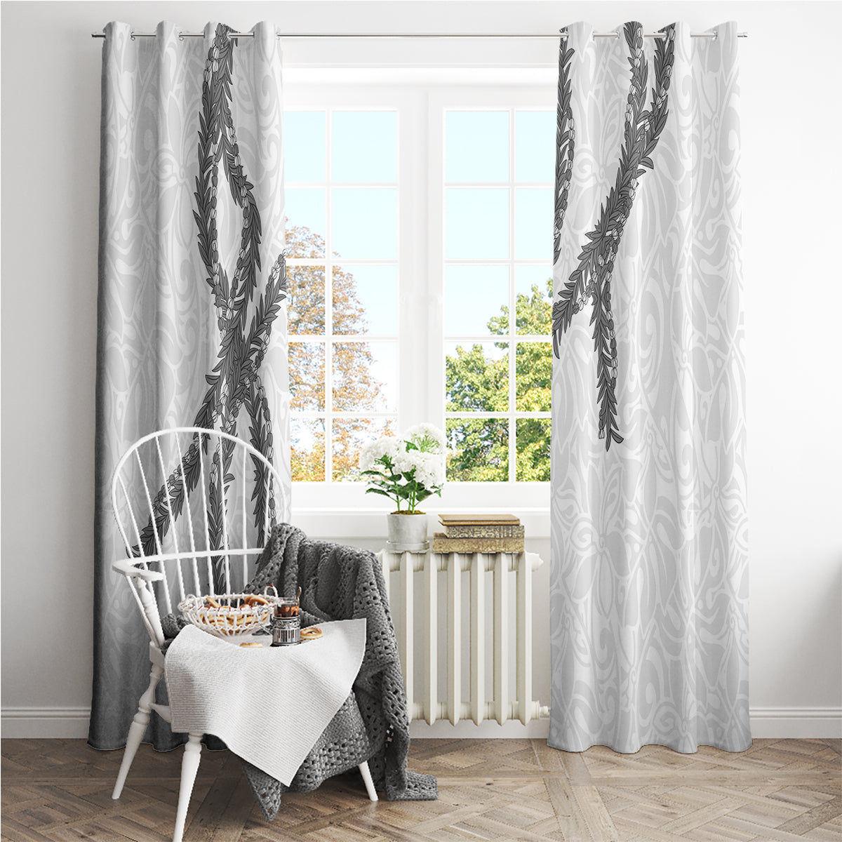 Hawaii Maile Lei Window Curtain Aloha The Grey Color LT03 - Polynesian Pride