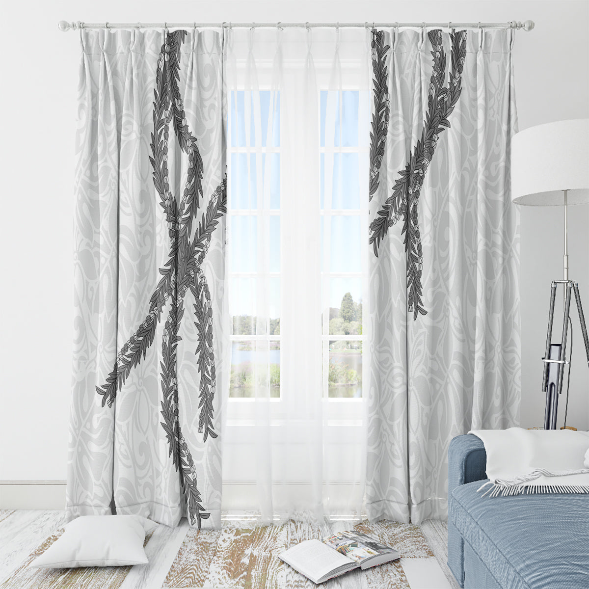 Hawaii Maile Lei Window Curtain Aloha The Grey Color LT03 - Polynesian Pride