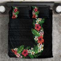 Hawaii Tropical Flowers and Leaves Bedding Set Tapa Pattern Colorful Mode LT03 Black - Polynesian Pride