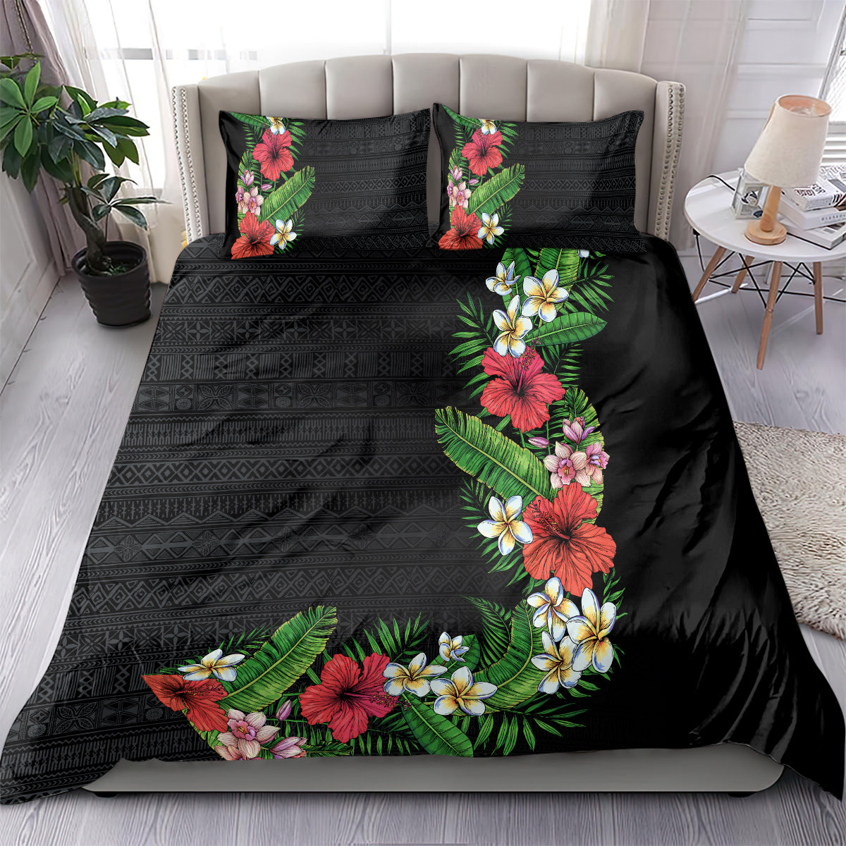 Hawaii Tropical Flowers and Leaves Bedding Set Tapa Pattern Colorful Mode LT03 - Polynesian Pride