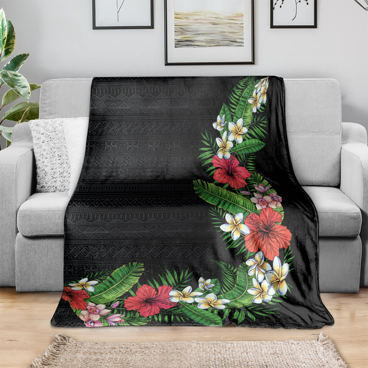 Hawaii Tropical Flowers and Leaves Blanket Tapa Pattern Colorful Mode LT03 - Polynesian Pride