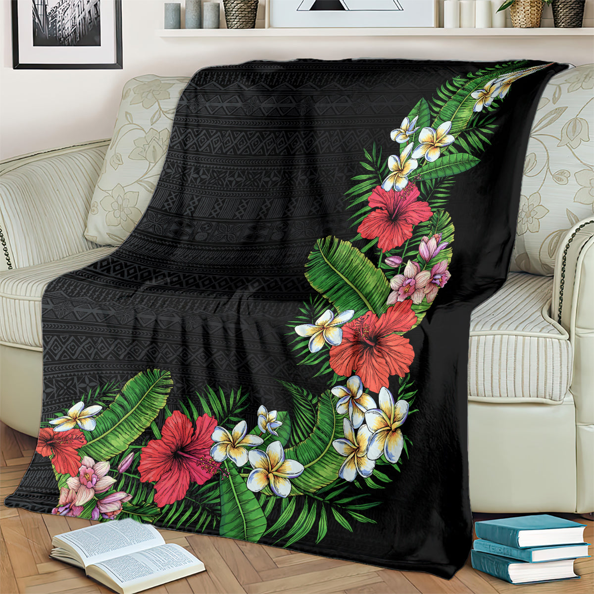 Hawaii Tropical Flowers and Leaves Blanket Tapa Pattern Colorful Mode LT03 - Polynesian Pride