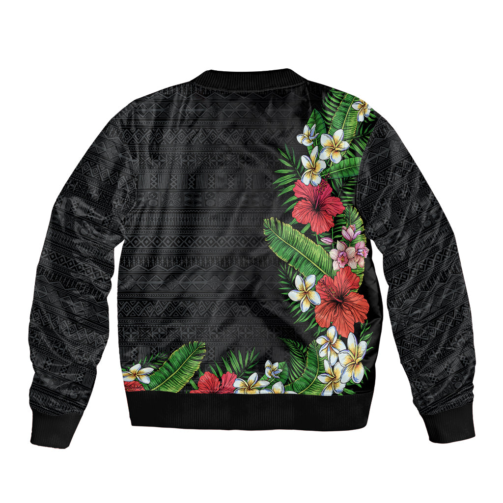 Hawaii Tropical Flowers and Leaves Bomber Jacket Tapa Pattern Colorful Mode LT03 - Polynesian Pride