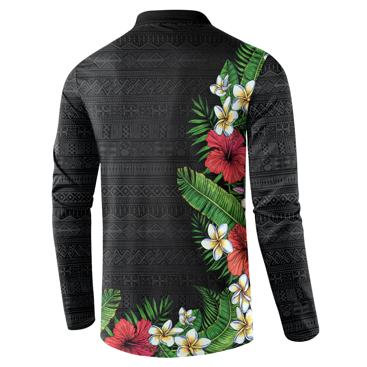 Hawaii Tropical Flowers and Leaves Button Sweatshirt Tapa Pattern Colorful Mode LT03 - Polynesian Pride