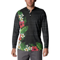 Hawaii Tropical Flowers and Leaves Button Sweatshirt Tapa Pattern Colorful Mode LT03 - Polynesian Pride