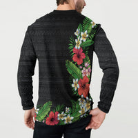 Hawaii Tropical Flowers and Leaves Button Sweatshirt Tapa Pattern Colorful Mode LT03 - Polynesian Pride