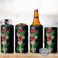 Hawaii Tropical Flowers and Leaves 4 in 1 Can Cooler Tumbler Tapa Pattern Colorful Mode