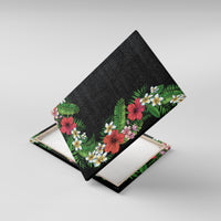 Hawaii Tropical Flowers and Leaves Canvas Wall Art Tapa Pattern Colorful Mode LT03 With Frame Black - Polynesian Pride