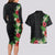 Hawaii Tropical Flowers and Leaves Couples Matching Long Sleeve Bodycon Dress and Hawaiian Shirt Tapa Pattern Colorful Mode