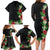 Hawaii Tropical Flowers and Leaves Family Matching Long Sleeve Bodycon Dress and Hawaiian Shirt Tapa Pattern Colorful Mode