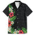 Hawaii Tropical Flowers and Leaves Family Matching Off The Shoulder Long Sleeve Dress and Hawaiian Shirt Tapa Pattern Colorful Mode