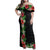 Hawaii Tropical Flowers and Leaves Family Matching Off Shoulder Maxi Dress and Hawaiian Shirt Tapa Pattern Colorful Mode