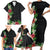 Hawaii Tropical Flowers and Leaves Family Matching Short Sleeve Bodycon Dress and Hawaiian Shirt Tapa Pattern Colorful Mode