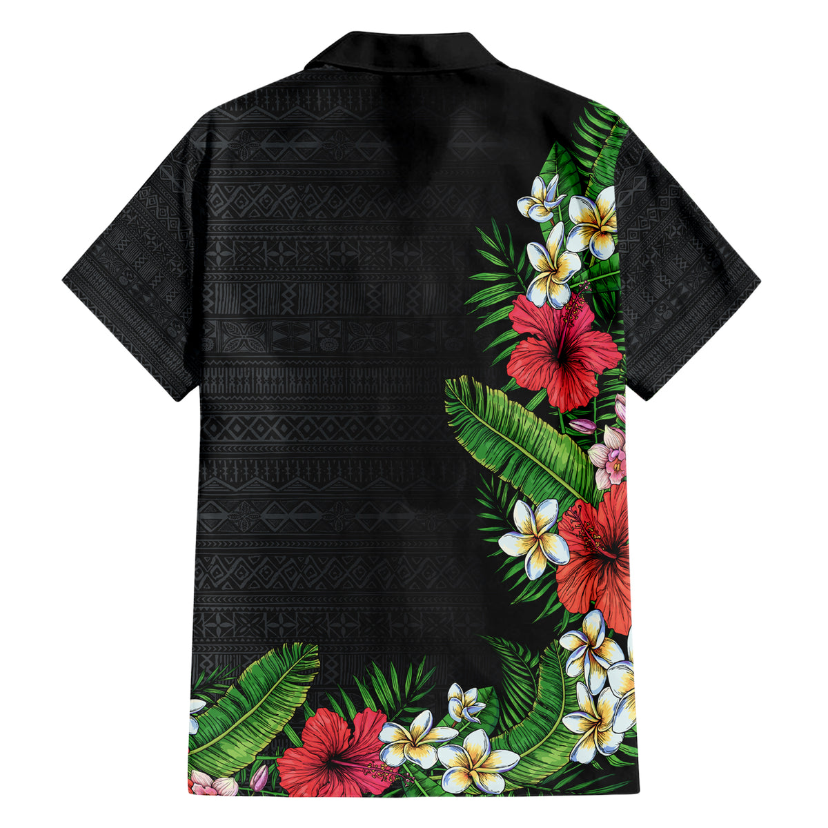 Hawaii Tropical Flowers and Leaves Family Matching Short Sleeve Bodycon Dress and Hawaiian Shirt Tapa Pattern Colorful Mode LT03 - Polynesian Pride