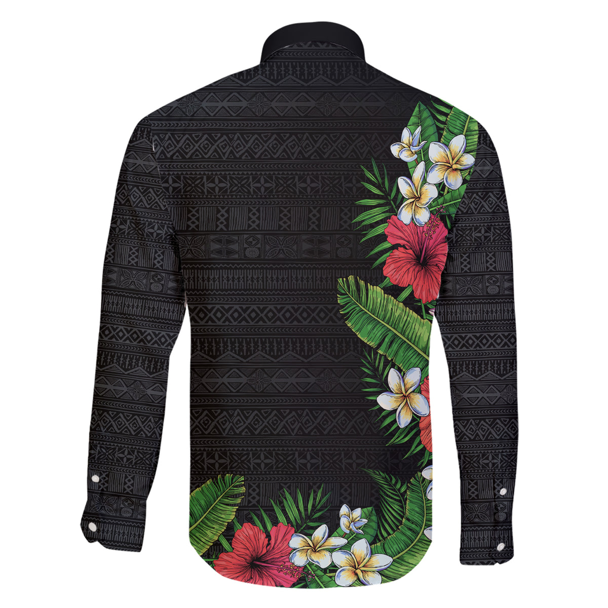 Hawaii Tropical Flowers and Leaves Family Matching Short Sleeve Bodycon Dress and Hawaiian Shirt Tapa Pattern Colorful Mode LT03 - Polynesian Pride