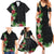 Hawaii Tropical Flowers and Leaves Family Matching Summer Maxi Dress and Hawaiian Shirt Tapa Pattern Colorful Mode