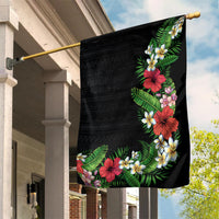 Hawaii Tropical Flowers and Leaves Garden Flag Tapa Pattern Colorful Mode LT03 House Flag Black - Polynesian Pride