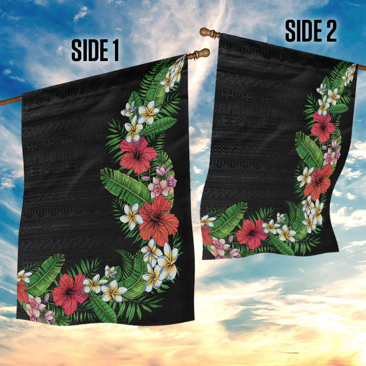 Hawaii Tropical Flowers and Leaves Garden Flag Tapa Pattern Colorful Mode LT03 - Polynesian Pride