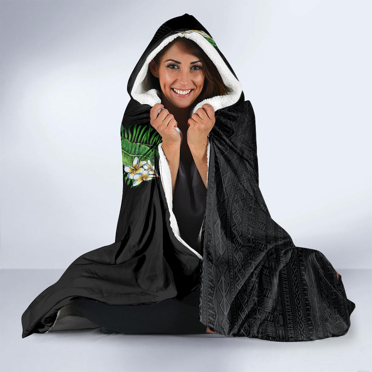 Hawaii Tropical Flowers and Leaves Hooded Blanket Tapa Pattern Colorful Mode LT03 - Polynesian Pride