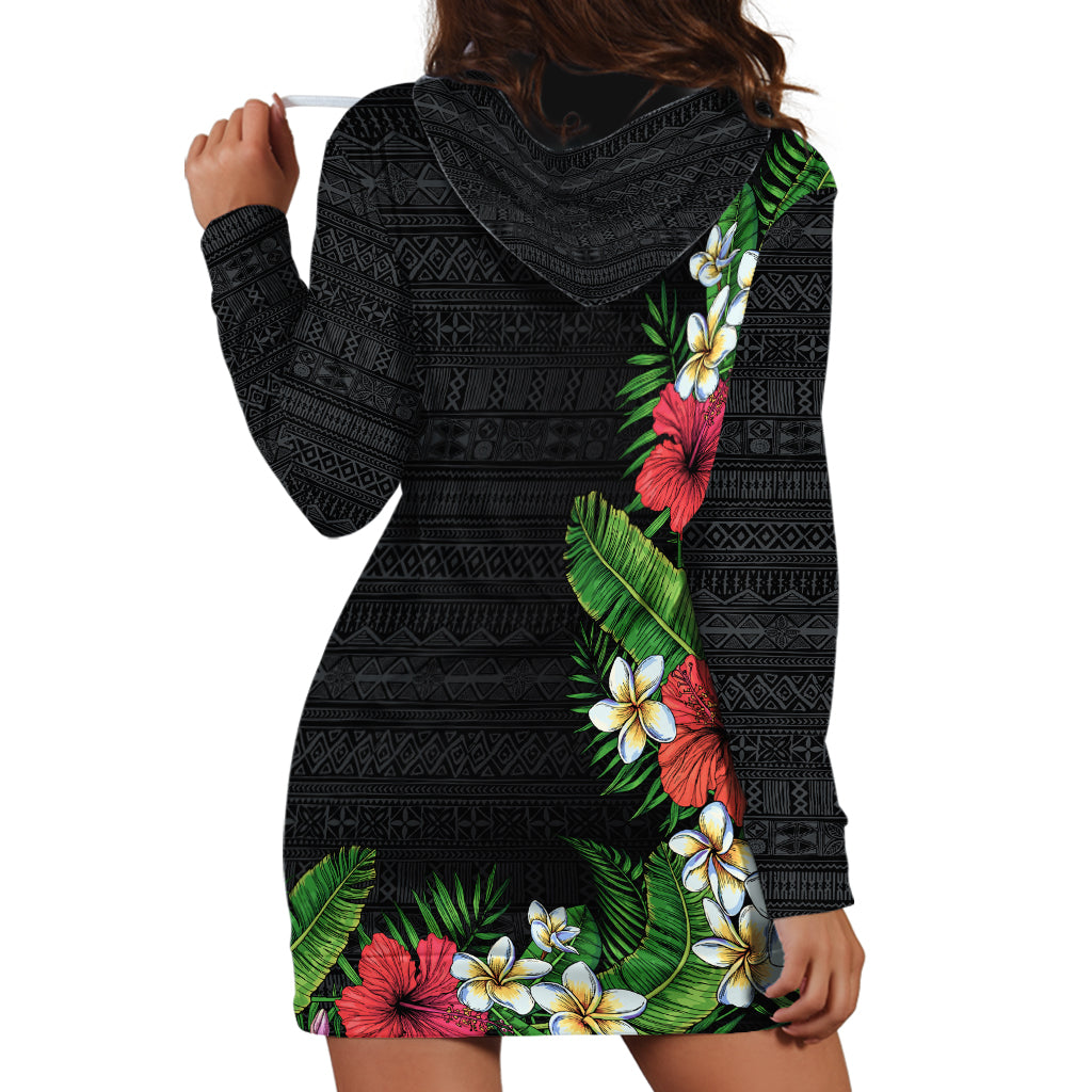 Hawaii Tropical Flowers and Leaves Hoodie Dress Tapa Pattern Colorful Mode LT03 - Polynesian Pride