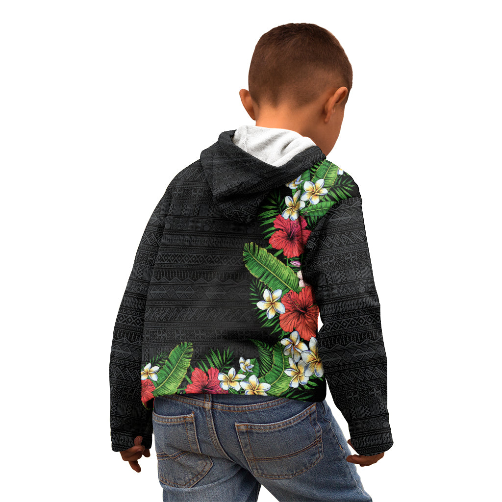 Hawaii Tropical Flowers and Leaves Kid Hoodie Tapa Pattern Colorful Mode
