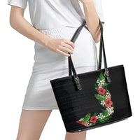 Hawaii Tropical Flowers and Leaves Leather Tote Bag Tapa Pattern Colorful Mode LT03 - Polynesian Pride