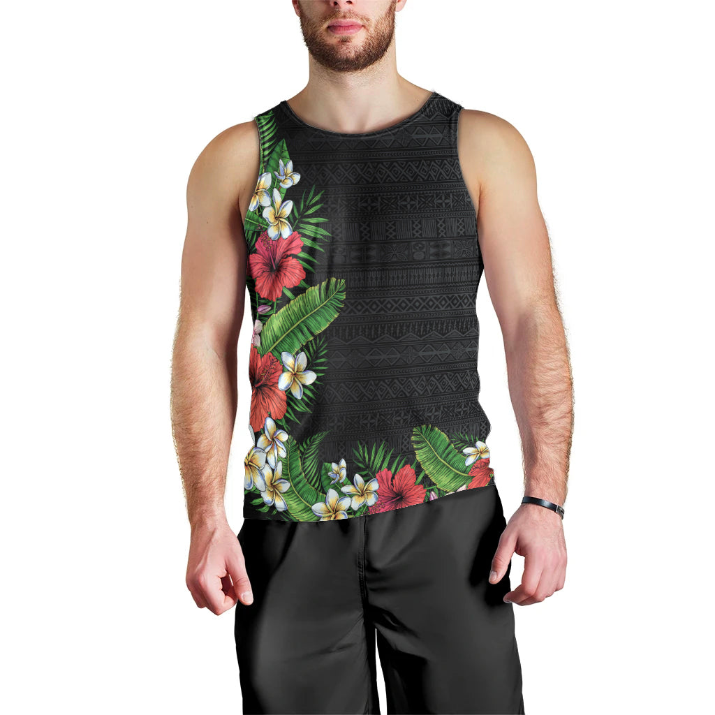 Hawaii Tropical Flowers and Leaves Men Tank Top Tapa Pattern Colorful Mode LT03 - Polynesian Pride