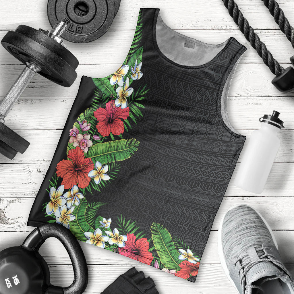 Hawaii Tropical Flowers and Leaves Men Tank Top Tapa Pattern Colorful Mode LT03 - Polynesian Pride
