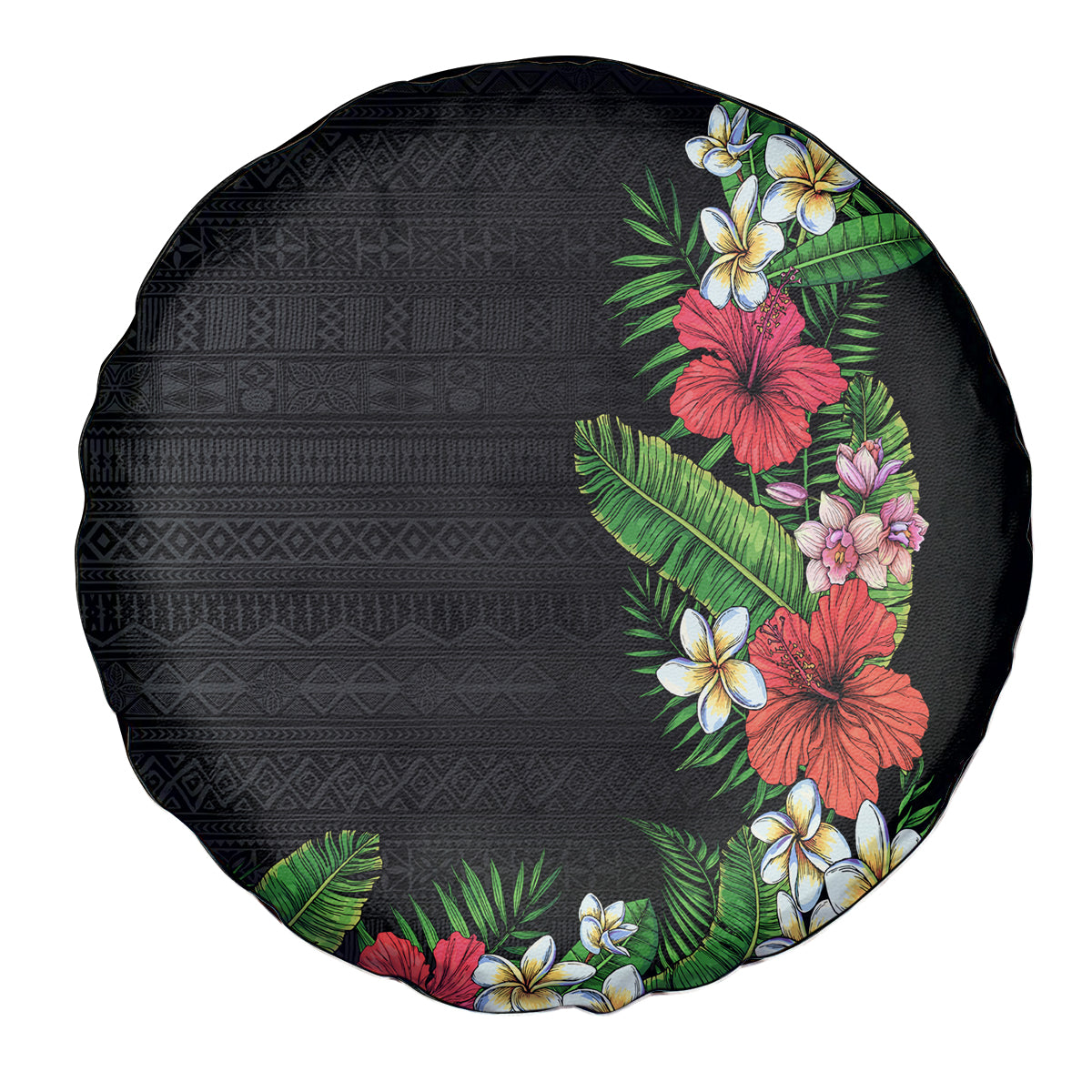 Hawaii Tropical Flowers and Leaves Spare Tire Cover Tapa Pattern Colorful Mode LT03 - Polynesian Pride