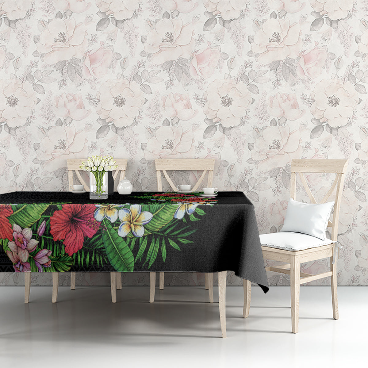 Hawaii Tropical Flowers and Leaves Tablecloth Tapa Pattern Colorful Mode LT03 - Polynesian Pride