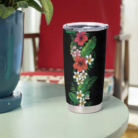 Hawaii Tropical Flowers and Leaves Tumbler Cup Tapa Pattern Colorful Mode