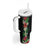 Hawaii Tropical Flowers and Leaves Tumbler With Handle Tapa Pattern Colorful Mode