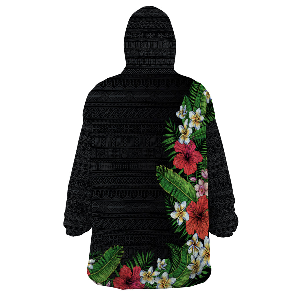 Hawaii Tropical Flowers and Leaves Wearable Blanket Hoodie Tapa Pattern Colorful Mode LT03 - Polynesian Pride