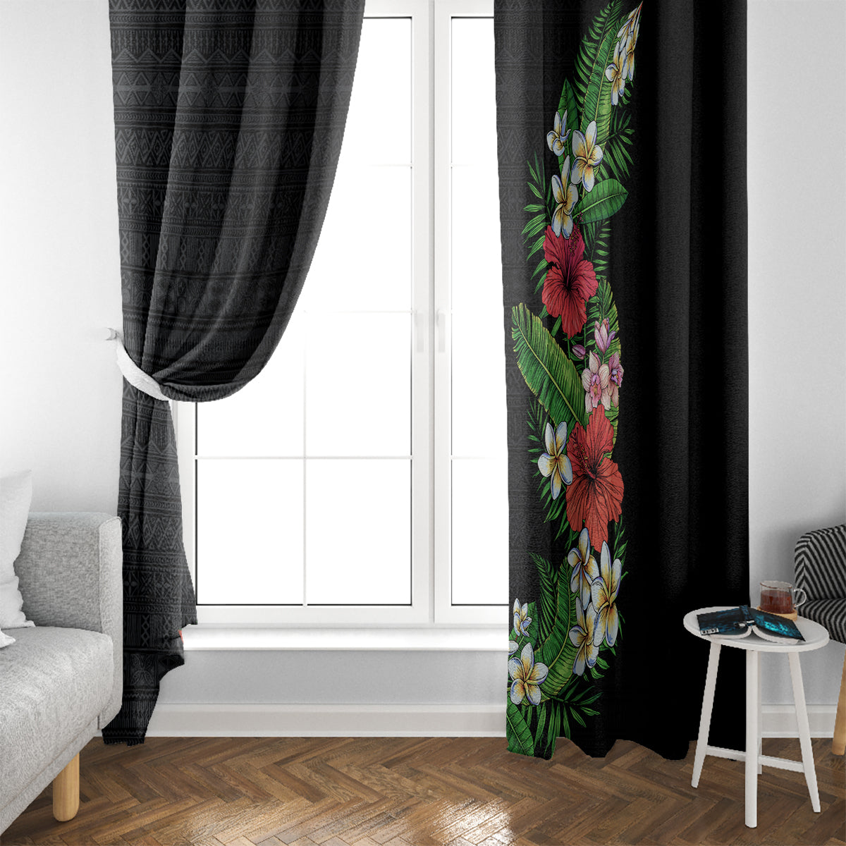 Hawaii Tropical Flowers and Leaves Window Curtain Tapa Pattern Colorful Mode LT03 - Polynesian Pride