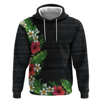 Hawaii Tropical Flowers and Leaves Zip Hoodie Tapa Pattern Colorful Mode