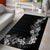 Hawaii Tropical Flowers and Leaves Area Rug Tapa Pattern Grayscale Mode